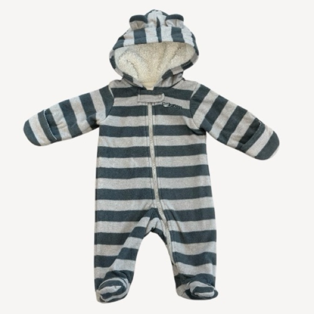 Carter's Gray Striped Hooded Bunting